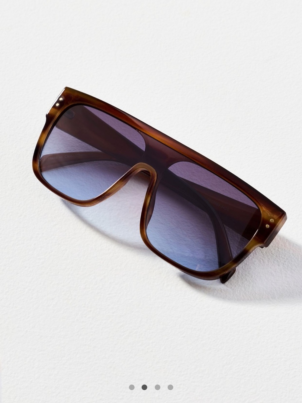 Anthropologie Brown Tortoiseshell Shield Sunglasses with Gradient Smoke Lenses - Picture 14 of 16